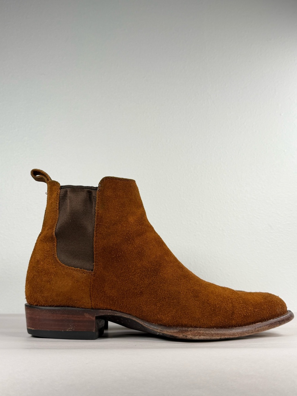 Vintage Tecovas “The Chance” Men’s Rust Suede Chelsea Boots Size 10.5 D Handmade
